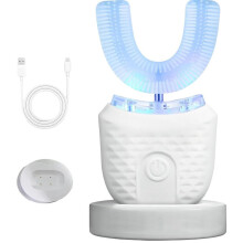 Spazzolini elettrici, spazzolino sonico per adulti a forma di U, spazzolino intelligente in silicone, timer automatico, luce blu nano