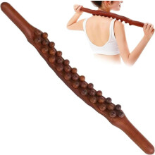 Massageapparaat, houten massageapparaat, nekmassageapparaat, Gua Sha houten massagestick, massagestick met 31 houten kralen, voor een o