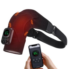 Verwarmd massageapparaat voor schouders en draadloze kniemassager, 3 warmtestanden, 6 temperatuurmodi (45–70C), warmte- en vibratiem