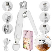 2-in-1 nagelknipper met slijpfunctie, LED-lampje, USB-C oplaadbaar, geluidsarm, voor honden, katten en kleine dieren