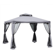 Gazebo de jardim com cobertura dupla, 3x3m, impermeável, resistente, à prova de inverno, com tela mosquiteira e painéis laterais, gazeb