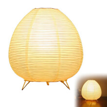 Abajur de mesa japonês de papel com cúpula de papel de arroz, lâmpada de cabeceira E14 para quarto e sala de estar, branco