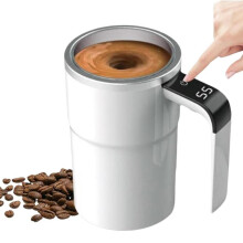 Caneca inteligente de 380ml com agitador magnético automático, visor de temperatura e recarregável, com tampa.