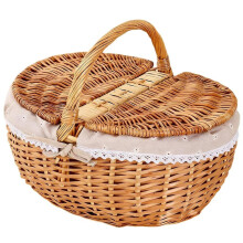 Weidenkorb im Landhausstil mit Deckel und Tragegriff, ideal als Geschenkkorb, perfekt für Picknicks, Camping, Thanksgiving und andere A