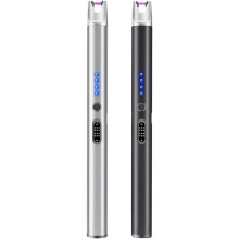 Conjunto de 2 acendedores elétricos de arco, recarregáveis via USB, à prova de vento, ideais para acender velas e fogões a gás.