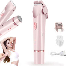 Intiem scheerapparaat voor vrouwen 2-in-1 met dubbele kop, USB-opladen, elektrisch scheerapparaat, IPX7 waterdicht, voor gezicht, licha