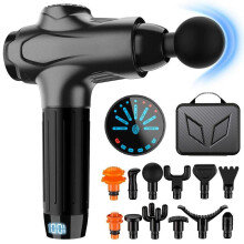 Massagepistool met 12 massagekoppen, diepweefselmassageapparaat met opbergdoos, 7 intensiteitsniveaus, massageapparaat, 2500 mAh, fasci