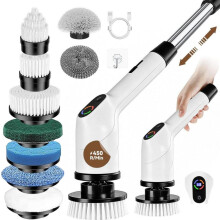 Brosse de nettoyage électrique avec 10 têtes de brosse interchangeables, 3 vitesses, brosse pour surfaces, batterie 4000 mAh, poignée r