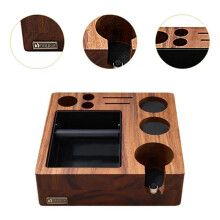 Station de tasseur en bois de noyer 58 mm, organisateur d'accessoires pour espresso (tamper, distributeur et porte-filtre), peu encombr