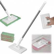 Mop automático com presilha de pressão, troca fácil de pano com o toque de um botão, 10 panos de microfibra reutilizáveis para limpeza