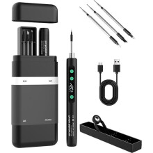 Langaton USB-juotin, 1100 mAh akku jalustalla, LED-näyttö, 180–450 C, 3 juotoskärkeä