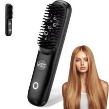 Fer à lisser et à boucler sans fil, peigne chauffant en céramique, écran LCD, chauffe rapide, protection des cheveux, lisseur, peigne à