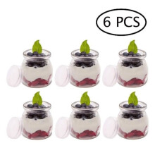 6er-Set Joghurtbecher aus Glas mit Deckel, ideal für Schokoladenmousse, Cremes, Desserts und Joghurt, transparentes Glas (200 ml).