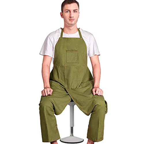 (Black) Canvas Split-Leg Apron Hairdressing Work - Long Leg Design Kit 1