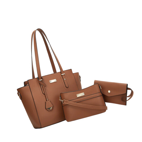 Spacious Laptop Top Handle Bag With Inner Compartments-Brown