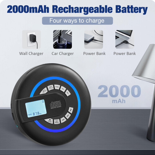 (White) Multifunctional Bluetooth CD Player with FM Transmitter & USB Playback 2