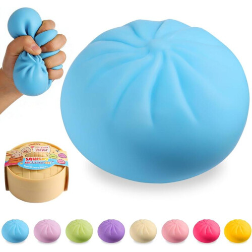 (Μπλε) Ζυμαρικά Squishy, Viral Bao Bun Squeeze Toy, Ανακούφιση από το Στρες Fidget για Μυστηρι