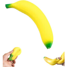 Banaanipuristeleva fidget-lelu, 18 cm joustava aistillinen stressinlievityslelu, pehmeä PU-joustava banaani realistinen hedelmäsmoothie