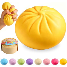 (Keltainen) Myky Squishy, Viral Bao Bun -puristuslelu, Stressinlievityslelu mysteerilaatikkoon, Täydellinen loma- ja syntymäpäivälahja