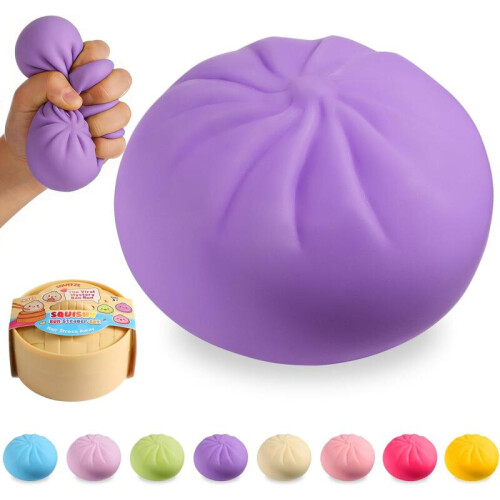 (Μωβ) Ζυμαρικά Squishy, Viral Bao Bun Squeeze Toy, Ανακούφιση από το Στρες Fidget για Μυστηριώ