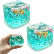 2 kpl jääkuutio-stressipallo - DOH-jääkuutio-fidget-stressipallo, jää-squishy-stressi muovautuva hitaasti nouseva rentouttava aistillin