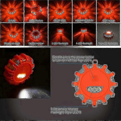 (1Pcs) 4 Pack LED Roadside Warning Flare Kit with Flashing Beacon Discs 2