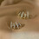 (Blue) Crystal Claw Stud Earrings for Women Silver Needle Piercing 1 Pair 3