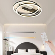 Plafonnier LED à intensité variable avec télécommande, anneau en aluminium moderne, lustre décoratif pour salon, chambre, salle à manger, noir