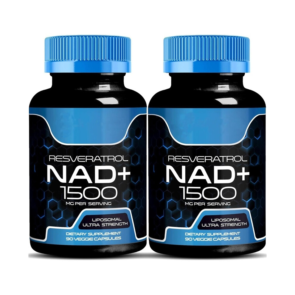 (2 PCS) NAD Supplement, 1500mg - Liposomal NAD+ Supplement with Resveratrol, 90Count