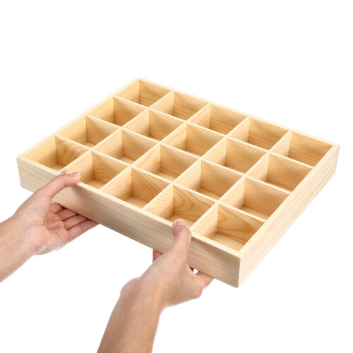 Beiger Holz-Sockendosen-Organizer Mit 20 Fächern Für Kleidung