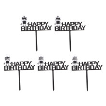 5Pcs Acrylic Silver Robot Cake Inserts Kids Party Decor