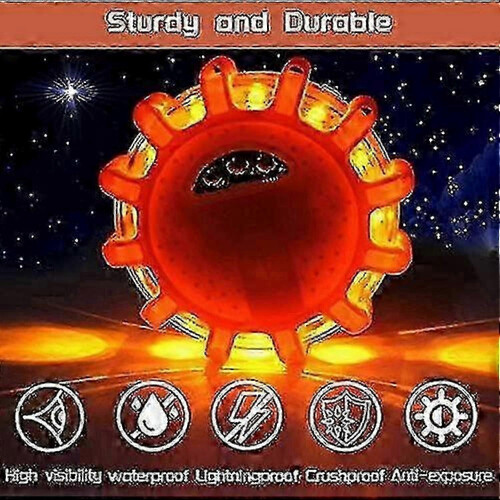 (3Pcs) 4 Pack LED Roadside Warning Flare Kit with Flashing Beacon Discs 2