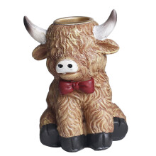 High Land Cow Figurine Taper Candle Holders Cow Gnomes-3