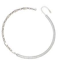 Halskette mit Zirkonkette, Schlüsselbeinkette,-Stahlfarbe