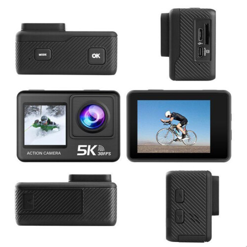 5K Action Camera 30FPS, 170 Wide Angle, EIS, 30M Waterproof, 2.4G WiFi, Remote Control, Black 1