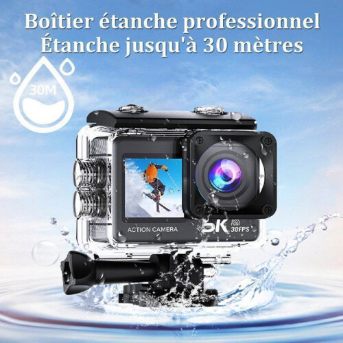 5K Action Camera 30FPS, 170 Wide Angle, EIS, 30M Waterproof, 2.4G WiFi, Remote Control, Black 2