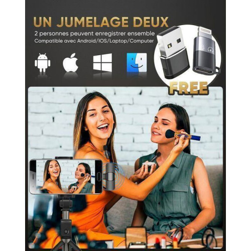 Mini microfono con riduzione del rumore per iPhone, iPad, telefoni Android e laptop, per registrazione video e vlog 1