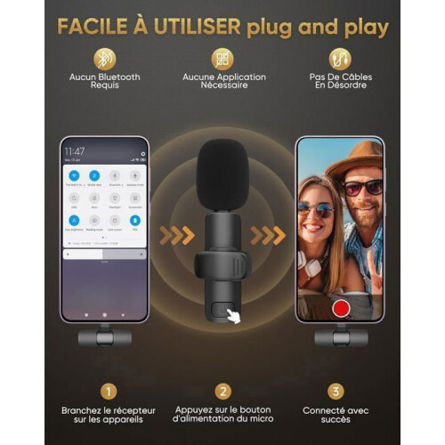 Mini microfono con riduzione del rumore per iPhone, iPad, telefoni Android e laptop, per registrazione video e vlog 2