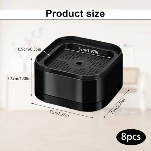 8 Pack Stackable Furniture Risers, Black Bed Leg Elevators, 3.5 cm Height, Adjustable Furniture Risers for Sofa and Bed 1