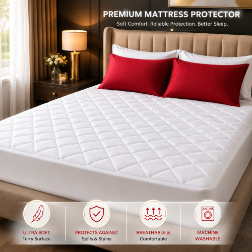 (Quilted, King) Mattress Protector 30cm Deep-Elastic Hotel Quality Mattress Cover | Single, Double, King UK Sizes