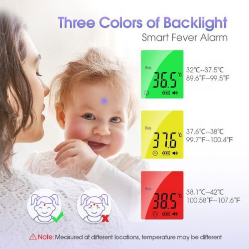 Non-Contact Digital Infrared Forehead Thermometer, Colour Coded Reading, LCD Display, Fever Alert, Memory Function 1