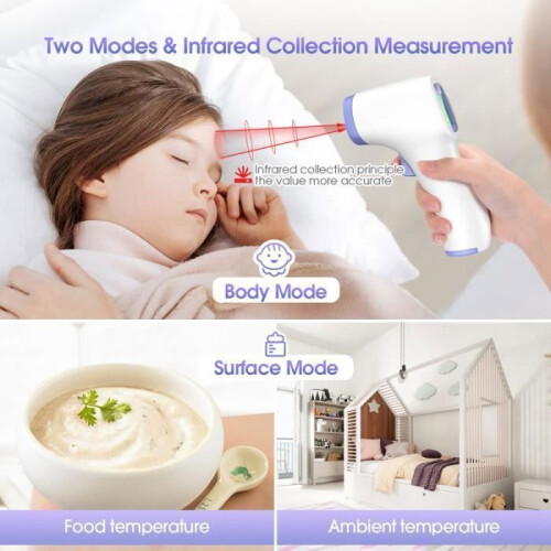 Non-Contact Digital Infrared Forehead Thermometer, Colour Coded Reading, LCD Display, Fever Alert, Memory Function 2