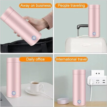 Mini Hervidor Eléctrico de Viaje 2 en 1 con Taza Calentadora, 400 ml, Portátil para Té y Café, Enchufe Europeo