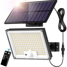 Lampada solare da esterno con 172 LED, 3 modalità di illuminazione, sensore di movimento, impermeabile IP65, luce bianca fredda.