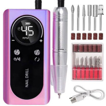 Fresa per unghie 45000 RPM Batteria ricaricabile Schermo LCD Motore brushless Viola Lima elettrica portatile per unghie