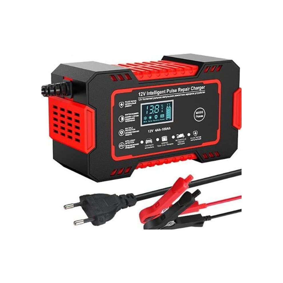 12V/24V 8A Smart Battery Charger With Lcd Screen, Portable Battery Maintainer For Cars And Motorcycles 6485316971796