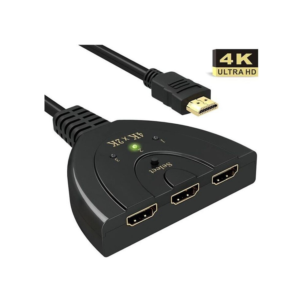 Hdmi Switch, 3 Ports, Supports 4K And 3D Display, Compact Video Selector For Home Entertainment 6485316973431