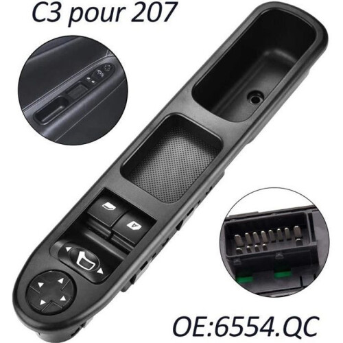 Front Left Power Window Switch 6554.QC for 207, Driver Side Electrical Window Control Button