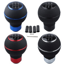 (5-speed black) Car Custom Leather Gear Shift Knob Universal Manual 5-Speed Metal Ball Head