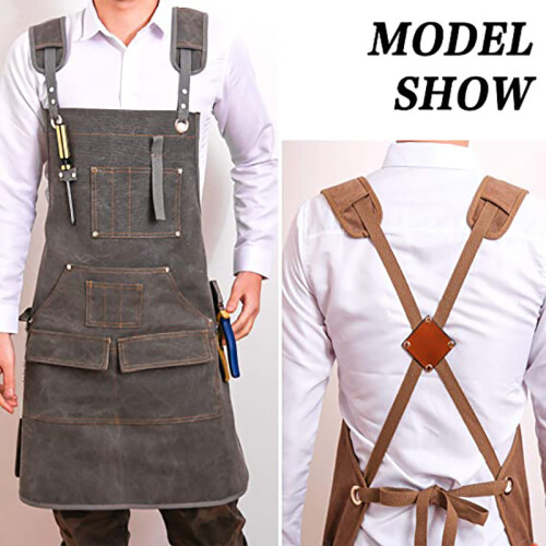 (Black) Minimalist Heavy Canvas Tool Apron Carpentry, Electrical & Gardening Work 2
